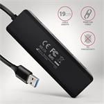 AXAGON HUE-C1A, 4x USB 5Gbps TRAVEL hub, napájací konektor USB-C, kábel USB-A 19 cm