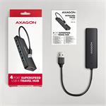 AXAGON HUE-C1A, 4x USB 5Gbps TRAVEL hub, napájací konektor USB-C, kábel USB-A 19 cm