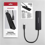 AXAGON HUE-C2C, cestovný rozbočovač s 4× USB 5 Gbps, 2× USB-A + 2× USB-C, napájanie cez USB-C, kábel USB-C 19 cm