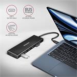 AXAGON HUE-F7C, 7x USB 3.2 Gen 1 ALU FLAT CHARGING hub, napájací konektor micro USB, kábel USB-C 30 cm