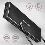 AXAGON HUE-F7C, 7x USB 3.2 Gen 1 ALU FLAT CHARGING hub, napájací konektor micro USB, kábel USB-C 30 cm