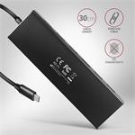 AXAGON HUE-F7C, 7x USB 3.2 Gen 1 ALU FLAT CHARGING hub, napájací konektor micro USB, kábel USB-C 30 cm