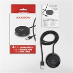 AXAGON HUE-P1AL, 4x USB 3.2 Gen 1 ROUND hub, napájací konektor micro USB, kábel USB-A 1,2 m
