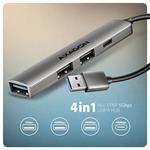 AXAGON HUE-STA, 4x USB ALU STRIP hub, 1x USB-A 5Gbps, 2x USB-A & 1x USB-C 480Mbps, kabel USB-A 12cm