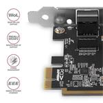 AXAGON PCEE-GRF, sieťová karta PCIe - 1x Gigabit Ethernet port (RJ-45), Realtek 8111F, vrátane. LP