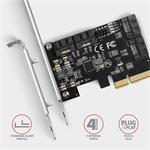 AXAGON PCES-SA4X4, radič PCIe - 4x interný port SATA 6G, ASM1164, SP a LP