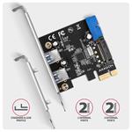 AXAGON PCEU-232RS, radič PCIe, 2+2x port USB 5Gb/s, napájanie SATA, SP a LP