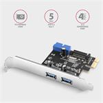AXAGON PCEU-232VLS, PCIe řadič, 2+2x USB 3.2 Gen 1 port, 5 Gbps
