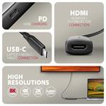 AXAGON RVC-HI8KPD, redukcia/adaptér USB-C -> HDMI 2.1, 8K/60Hz, 4K/144Hz, HDR10+, PD100W
