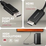 AXAGON RVD-HI20C2, adaptér / kábel DisplayPort → HDMI 2.0b, 1,8 m, 4K/60 Hz