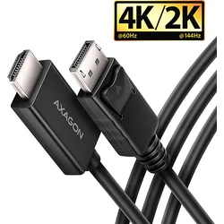 AXAGON RVD-HI20C2, DisplayPort -> HDMI 2.0b redukce / kabel 1.8m, 4K/60Hz