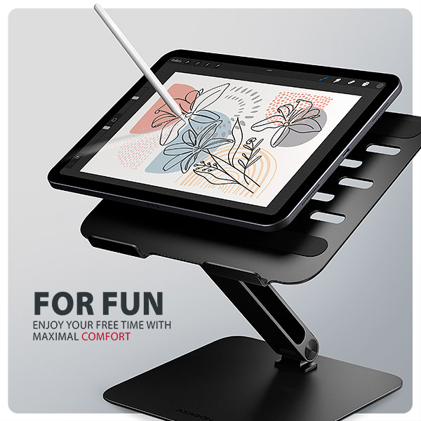 AXAGON STND-LQB, hliníkový HQ stojan pro notebooky 10"-17.3", černý