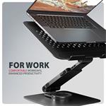 AXAGON STND-LRB, hliníkový stojan pre notebooky 10"-17,3" s nastaviteľnou výškou, uhlom a rotáciou o 360°, čierny