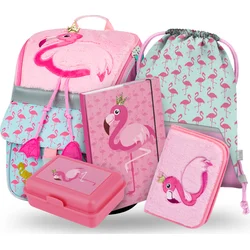 BAAGL SET 5 Zippy Plameňák: aktovka, penál, sáček, desky, box