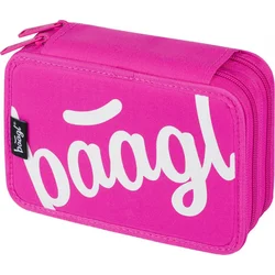BAAGL Školní penál dvoupatrový Logo růžový 