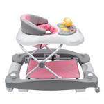 Baby Mix Detské chodítko s hojdačkou a silikónovými kolieskami ružové