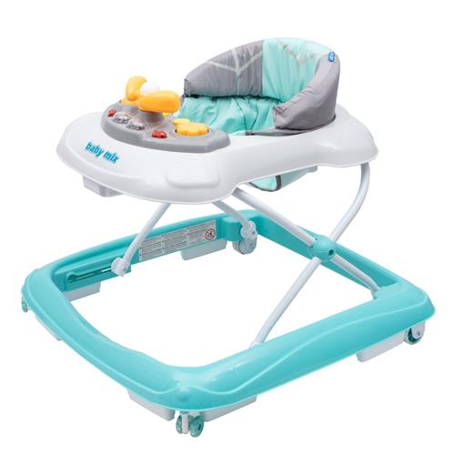 Baby Mix Dětské chodítko s volantem a silikonovými kolečky mátové