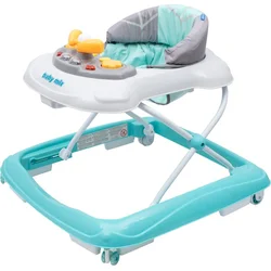 Baby Mix Detské chodítko s volantom a silikónovými kolieskami mätové