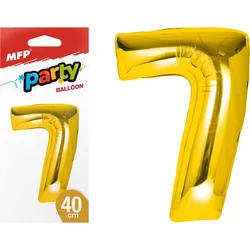 Balónek č. 7 nafukovací fóliový 40 cm - zlatý