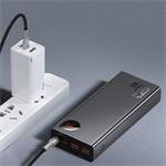Baseus Adaman Kovová power banka s digitálnym displejom QC PD 20000mAh 65W, čierna USB-A/USB-C kábel 30cm, čierna