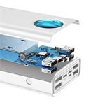 Baseus Amblight powerbank s digitálnym displejom QC 30000mAh Overseas Edition + kábel Type-C/Type-C 65W 1m, biela