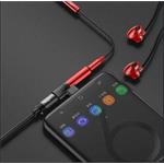 Baseus audio rozbočovač L41 s koncovkami USB-C samec / USB-C samice /3,5mm Jack samice, červená-černá