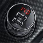 Baseus CCBX-0S Digital Display nabíječka do auta 2xUSB 24W stříbrná