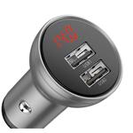 Baseus CCBX-0S Digitálna nabíjačka do auta s displejom 2xUSB 24W strieborná