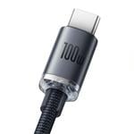 Baseus Crystal Shine Series nabíjecí/datový kabel USB-A / USB-C 100W 2m, černá