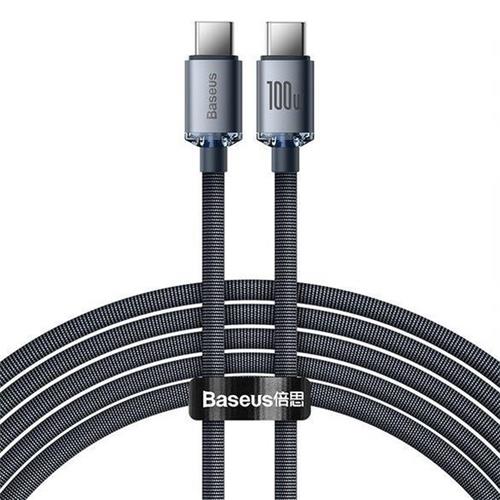 Baseus Crystal Shine Series nabíjecí/datový kabel USB-C / USB-C 100W 2m, černá