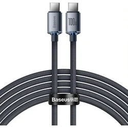 Baseus Crystal Shine Series nabíjecí/datový kabel USB-C / USB-C 100W 2m, černá