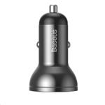 Baseus Digital Display duálny adaptér do auta 2* USB-A a opletený kábel 3v1 4,8A, čierny