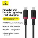 Baseus Dura USB-C/USB-C rýchlonabíjací kábel 2m 100W červený čierny