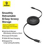 Baseus Free2Pull USB-C/USB-C navíjací kábel s nastaviteľnou dĺžkou do 1 m 100 W čierny