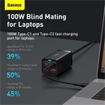 Baseus GaN3 Pro stolní rychlonabíjecí adaptér 2x USB-A, 2x USB-C 100W černá