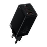 Baseus GaN3 rychlo nabíjecí adaptér 2x USB-C + USB 65W + kabel USB-C do USB-C 1m, černá