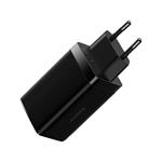 Baseus GaN3 rýchlonabíjací adaptér 2x USB-C + USB 65W + kábel USB-C na USB-C 1m, čierny