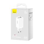 Baseus GaN5 Pro rýchlonabíjací adaptér 2x USB-C + USB-A 65W biely