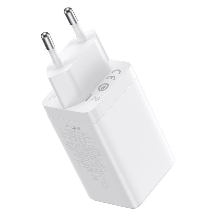 Baseus GaN5 Pro rychlonabíjecí adaptér 2x USB-C + USB-A 65W bílá