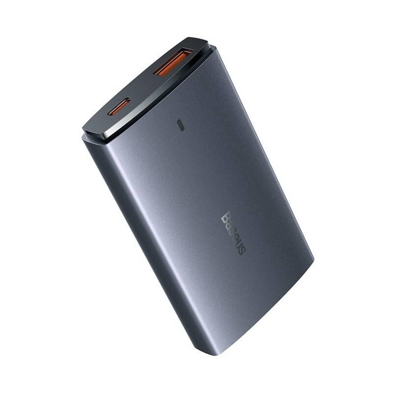 Baseus GaN5 Pro Ultra Slim USB-C/USB-A 65 W nabíjačka sivá