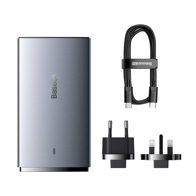 Baseus GaN5 Pro Ultra Slim USB-C/USB-A 65 W nabíjačka sivá