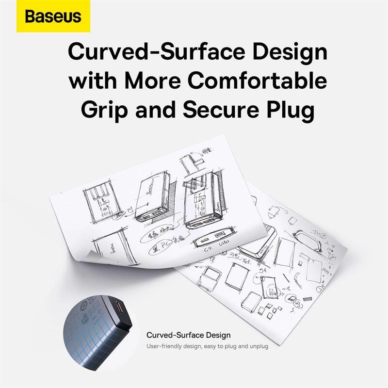 Baseus GaN5 Pro Ultra Slim USB-C/USB-A 65 W nabíjačka sivá