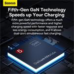 Baseus GaN5 Pro Ultra Slim USB-C/USB-A 65 W nabíjačka sivá