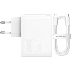 Baseus GaN5 Pro USB-C USB-A 100W rýchlonabíjací adaptér biely