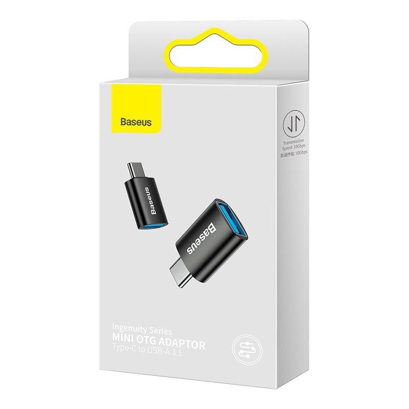 Baseus Ingenuity mini OTG adaptér USB-C samec na USB-A samica 3,1 A, čierny