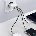 Baseus kompaktní rychlonabíjecí adaptér 2x USB-A, 1x USB-C 30W bílá