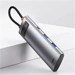 Baseus Metal Gleam Series 7in1 HUB USB-C (USB-C PD 100W, USB-C, 2* USB 3.0, HDMI, SD TF port) sivá