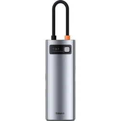 Baseus Metal Gleam Series 7in1 HUB USB-C (USB-C PD 100W, USB-C, 2* USB 3.0, HDMI, SD TF port) sivá