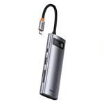 Baseus Metal Gleam Series 7v1 HUB USB-C (USB-C PD 100W, USB-C, 2* USB 3.0, HDMI, SD TF port) šedá