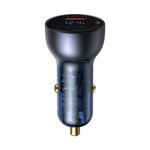 Baseus Particular Digital Display Duálny adaptér do auta USB-A QC + USB-C 65W, okrová